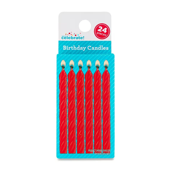 RED LARGE SPIRAL GLITTER CAND.24