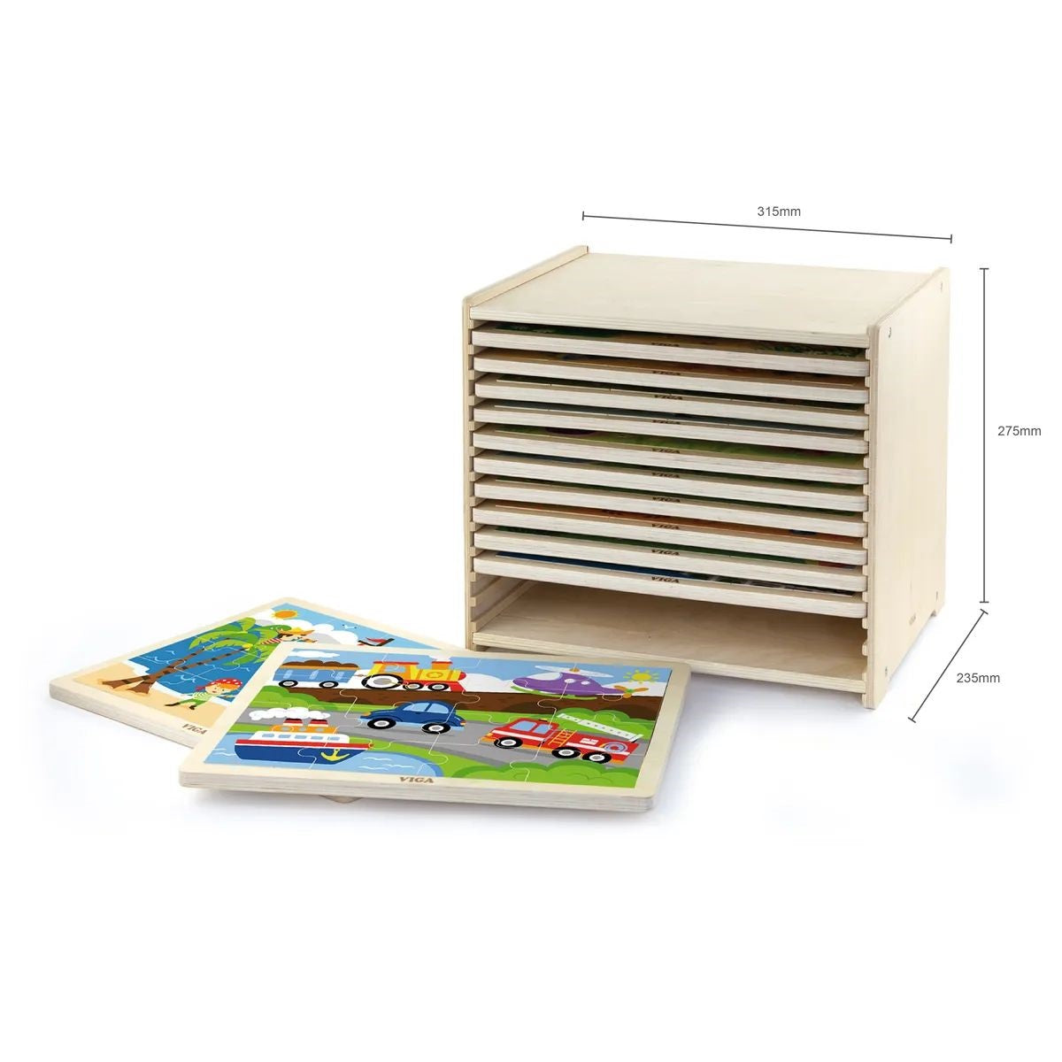 viga 16-Piece-Puzzle  - 12pcs Set w/Storage Shelf