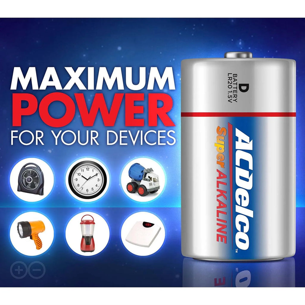 ACDelco Alkaline Battery 2D 1.5V, Pack of 2 Pieces