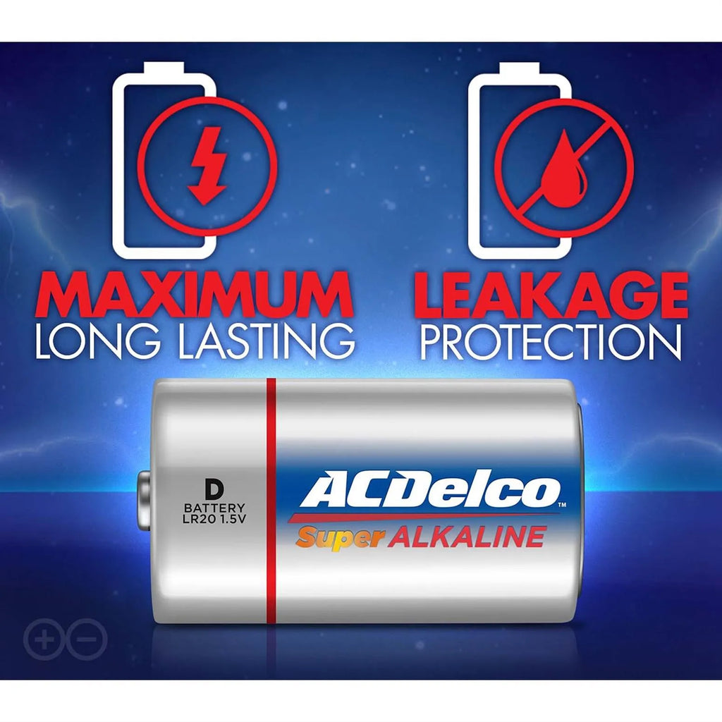 ACDelco Alkaline Battery 2D 1.5V, Pack of 2 Pieces