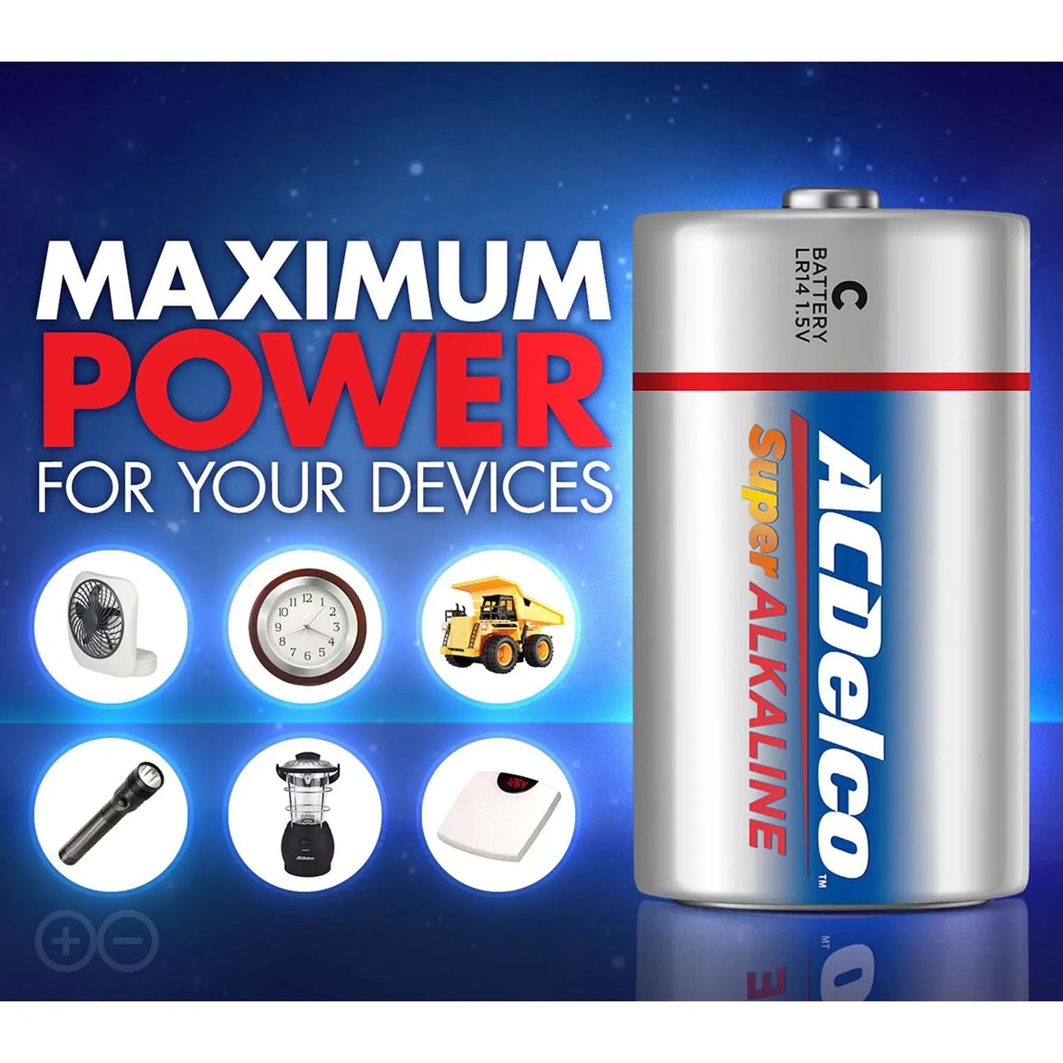 ACDelco Alkaline Battery C 1.5V, Pack of 2 Pieces