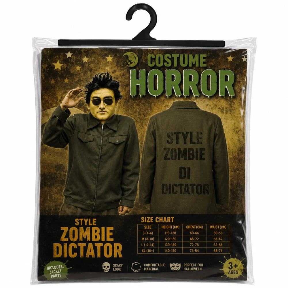 Adult Zombie Dictator Costume Horror Military Halloween Party Outfit