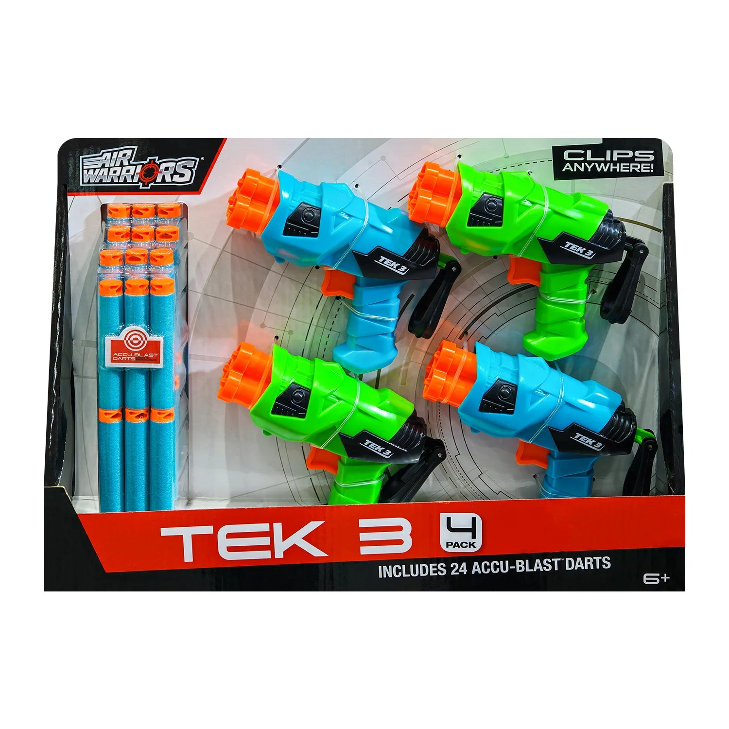 Air Warriors Tek 3 Dart Blaster – 4 Pack