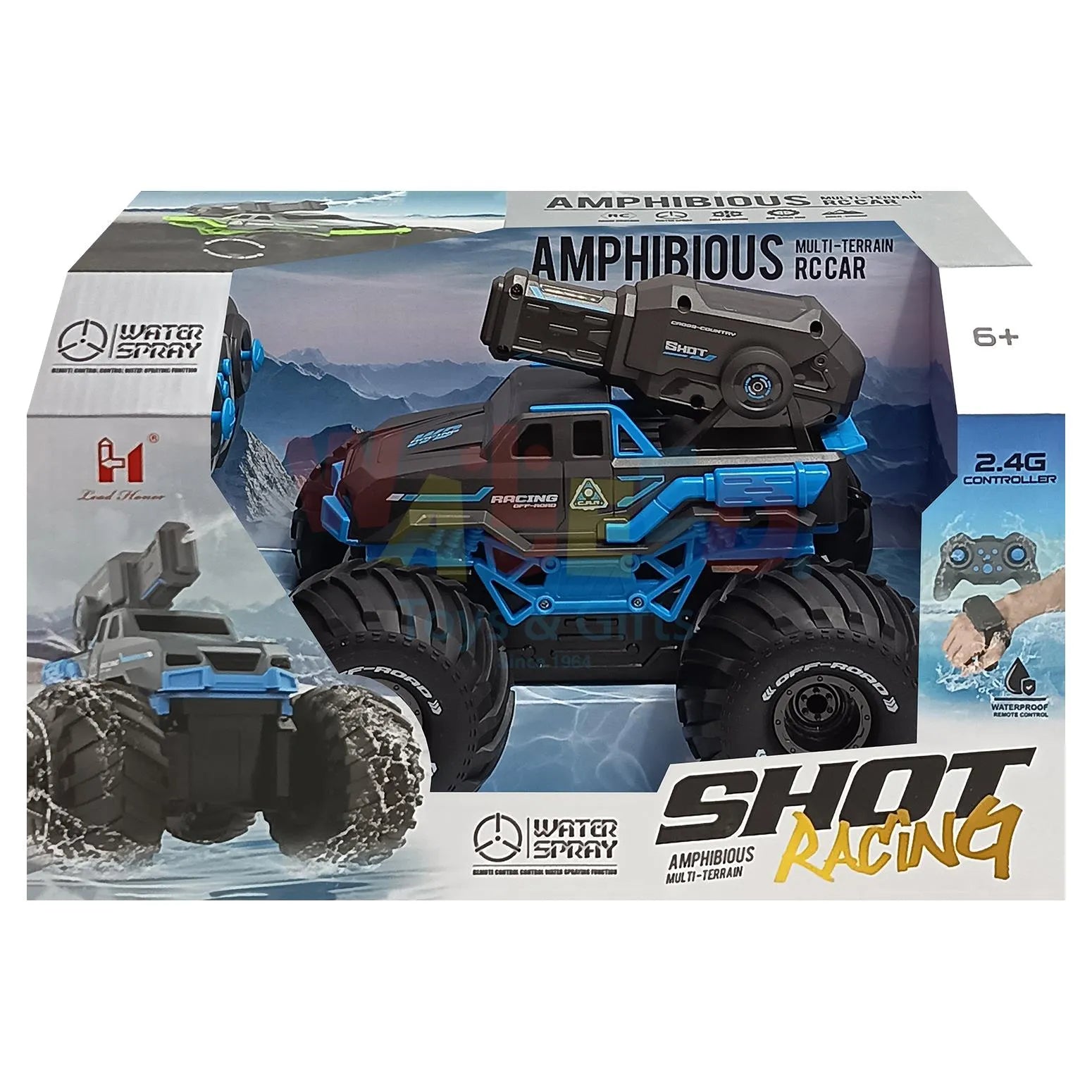 Amphibious RC Stunt Car – 2.4GHz Waterproof Remote Control + Watch Controller