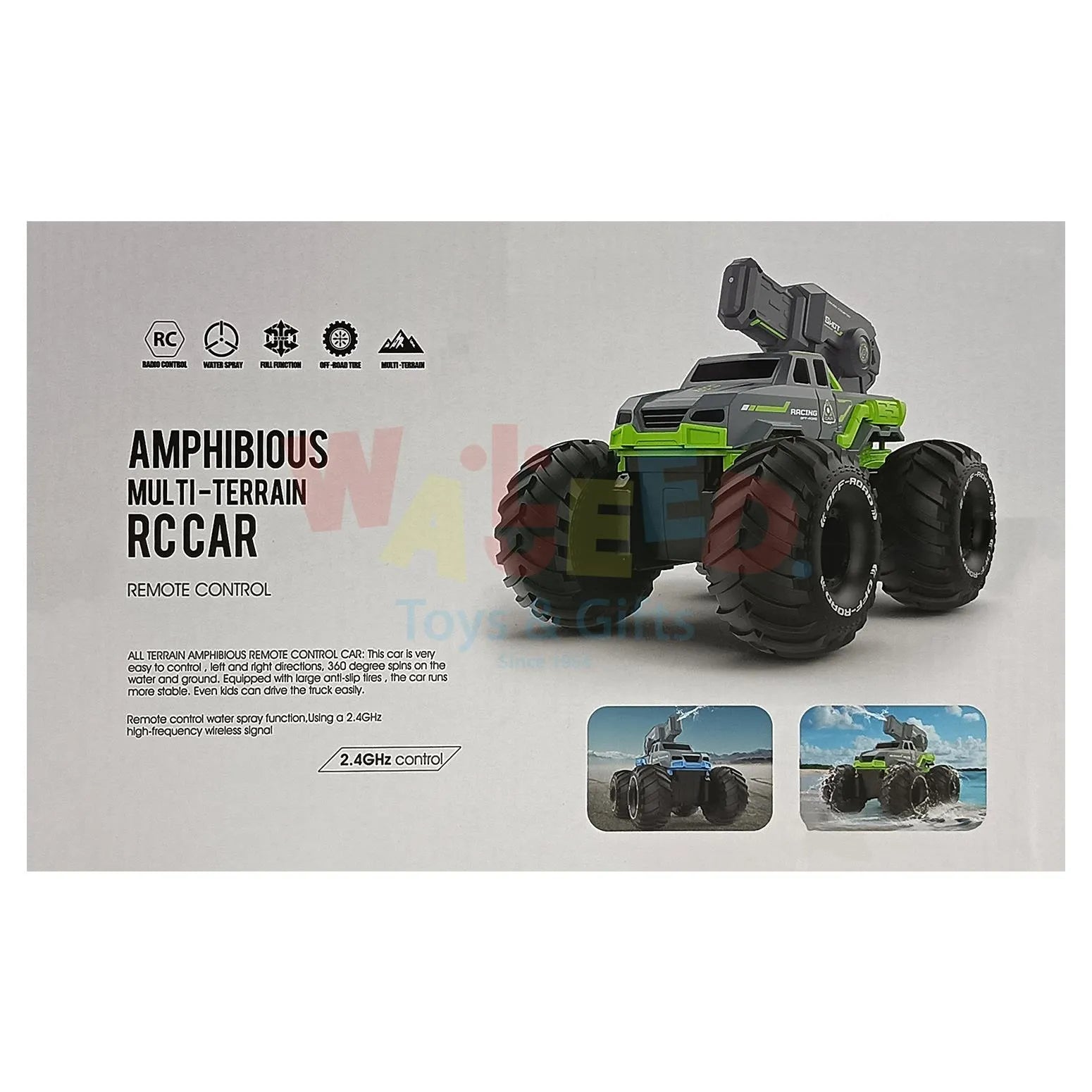 Amphibious RC Stunt Car – 2.4GHz Waterproof Remote Control + Watch Controller