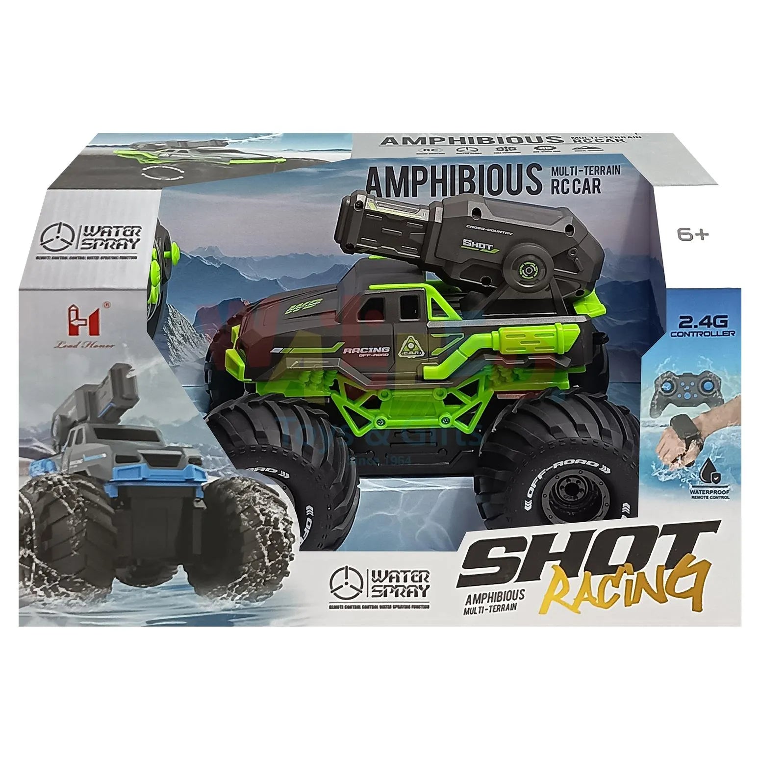 Amphibious RC Stunt Car – 2.4GHz Waterproof Remote Control + Watch Controller