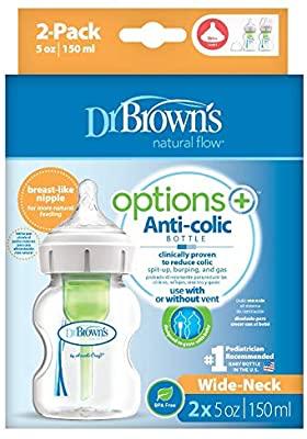 Dr Brown's  5 oz150 ml PP Wide Neck Options Bottle, 2 Pack