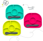 BBLUV Yümi Anti-Spill Silicone Plate & Spoon Set Aqua Blue