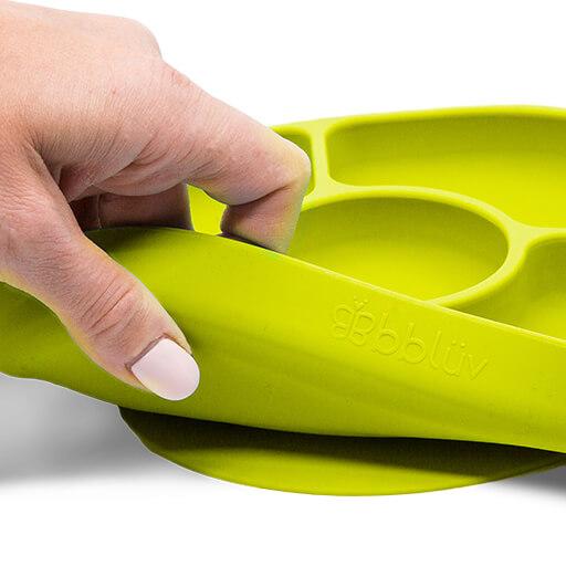 BBLUV Yümi Anti-Spill Silicone Plate & Spoon Set - Lime