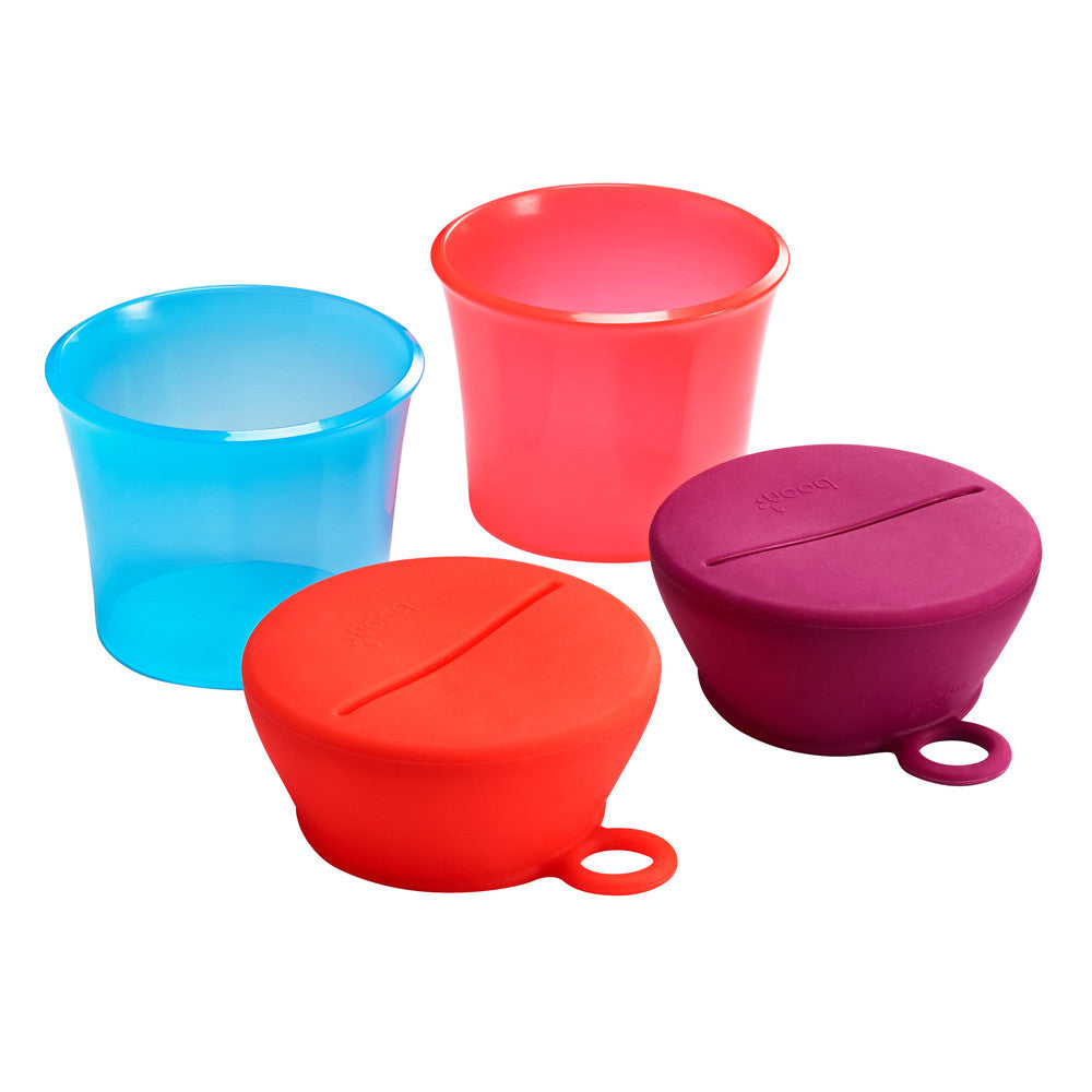 Boon - SNUG Snack Containers With Stretchy Silicone Lids -Girl Red