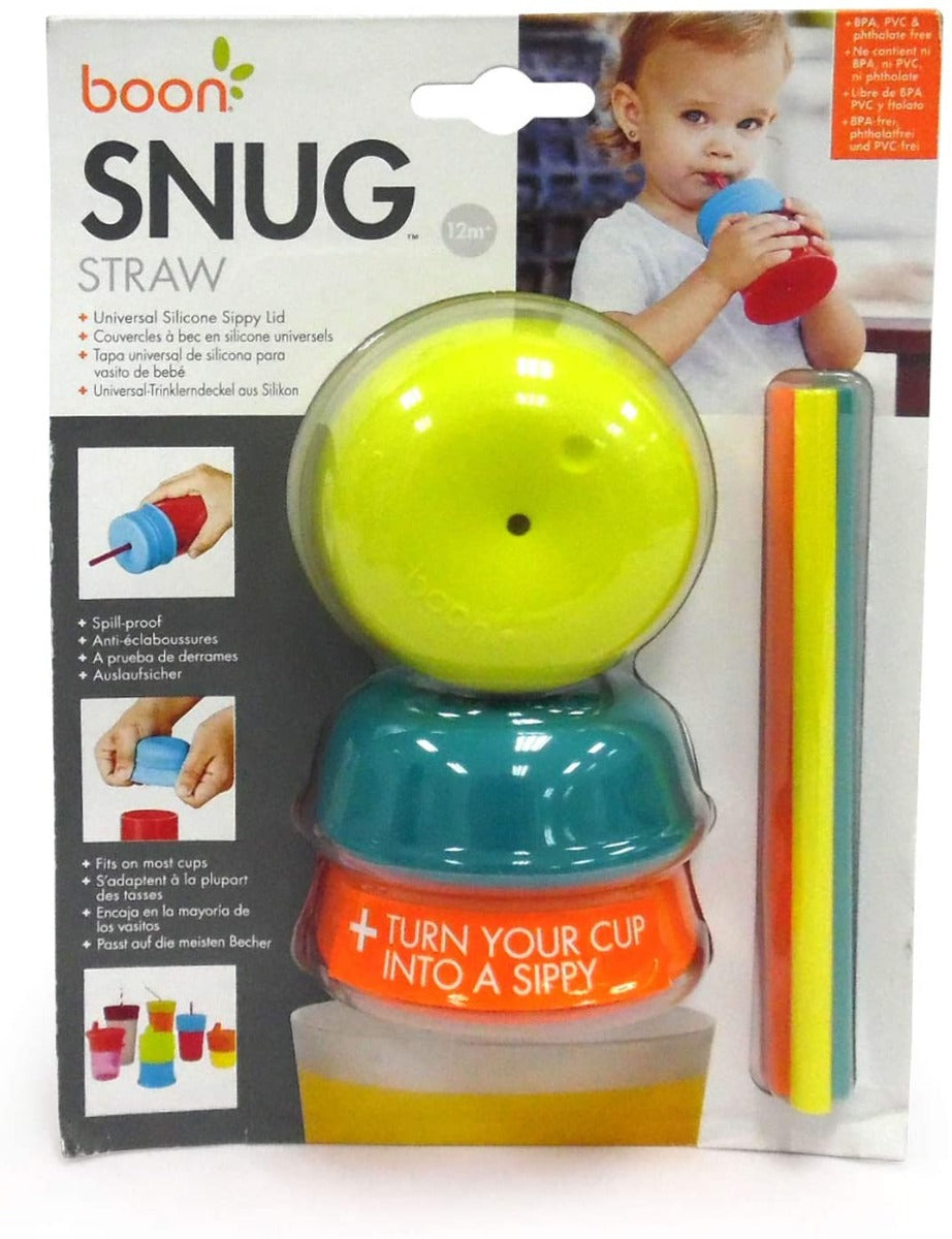 Boon -SNUG Stretchy Silicone Reusable Lids with Straws 3pk Boy