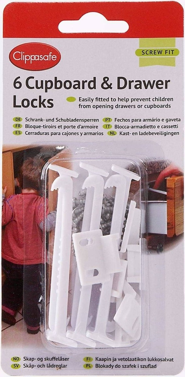 Clippasafe Cupboard & Drawer Locks - 6 Pcs Pack