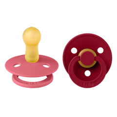 Bibs Colour 2 Pack Latex Size 2 6-18months Coral/Ruby