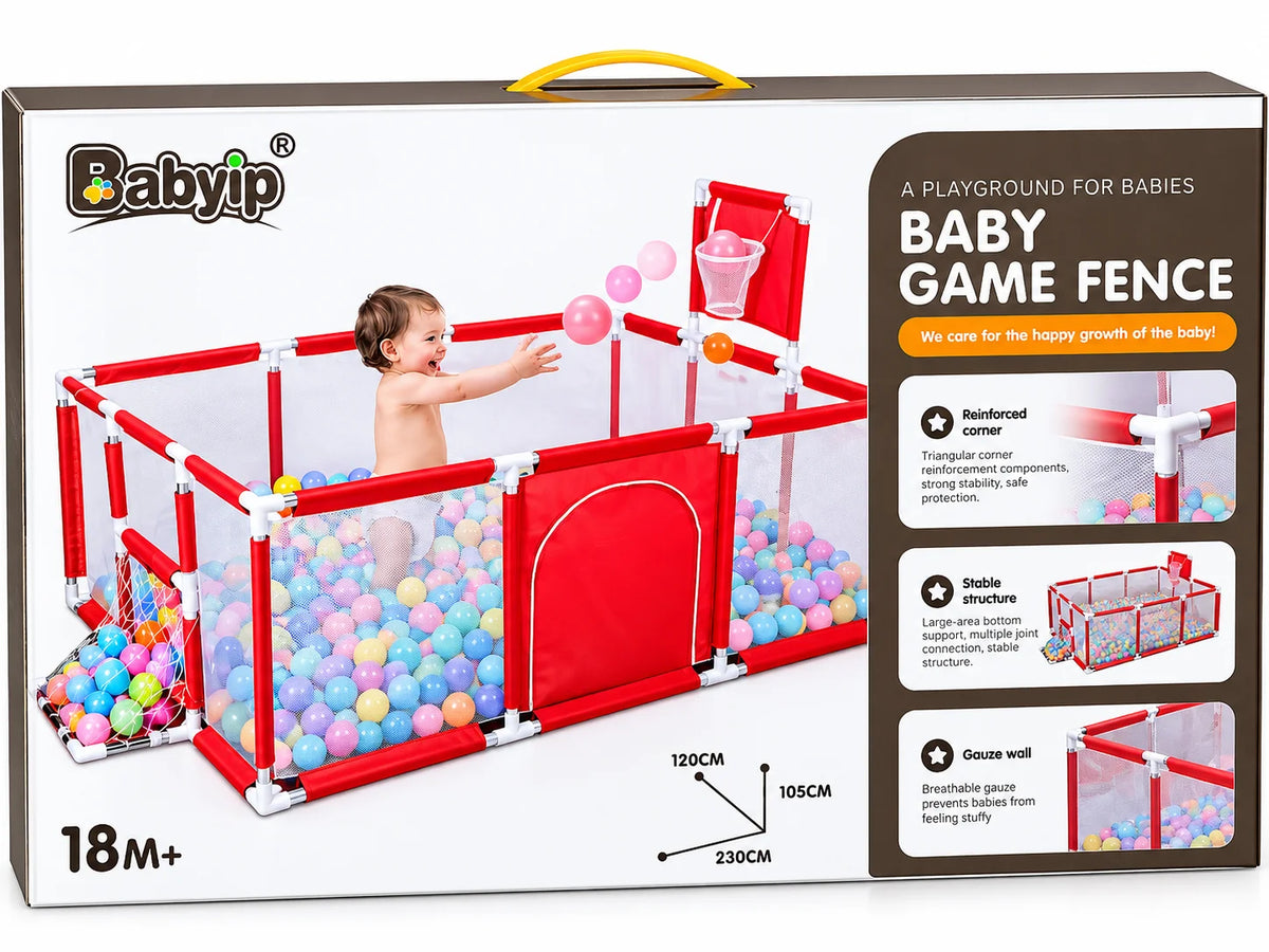 Baby Playpen with Basketball Hoop & 15 Balls