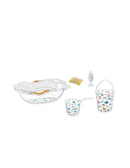 BABYJEM BABY BATH TUB SET 6 PIECES WITH THE TERMOMETER / WHITE