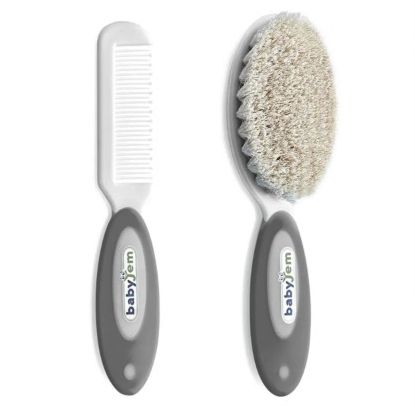 BABYJEM BRUSH COMB SET NATURAL BRİSTLE / GRAY