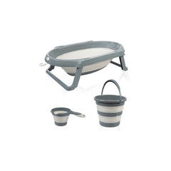 بيبي جيم - مجموعة حوض الاستحمام القابلة للطي 3 قطع- رمادي غامق