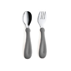 BABYJEM STEEL SPOON AND FORK GREY