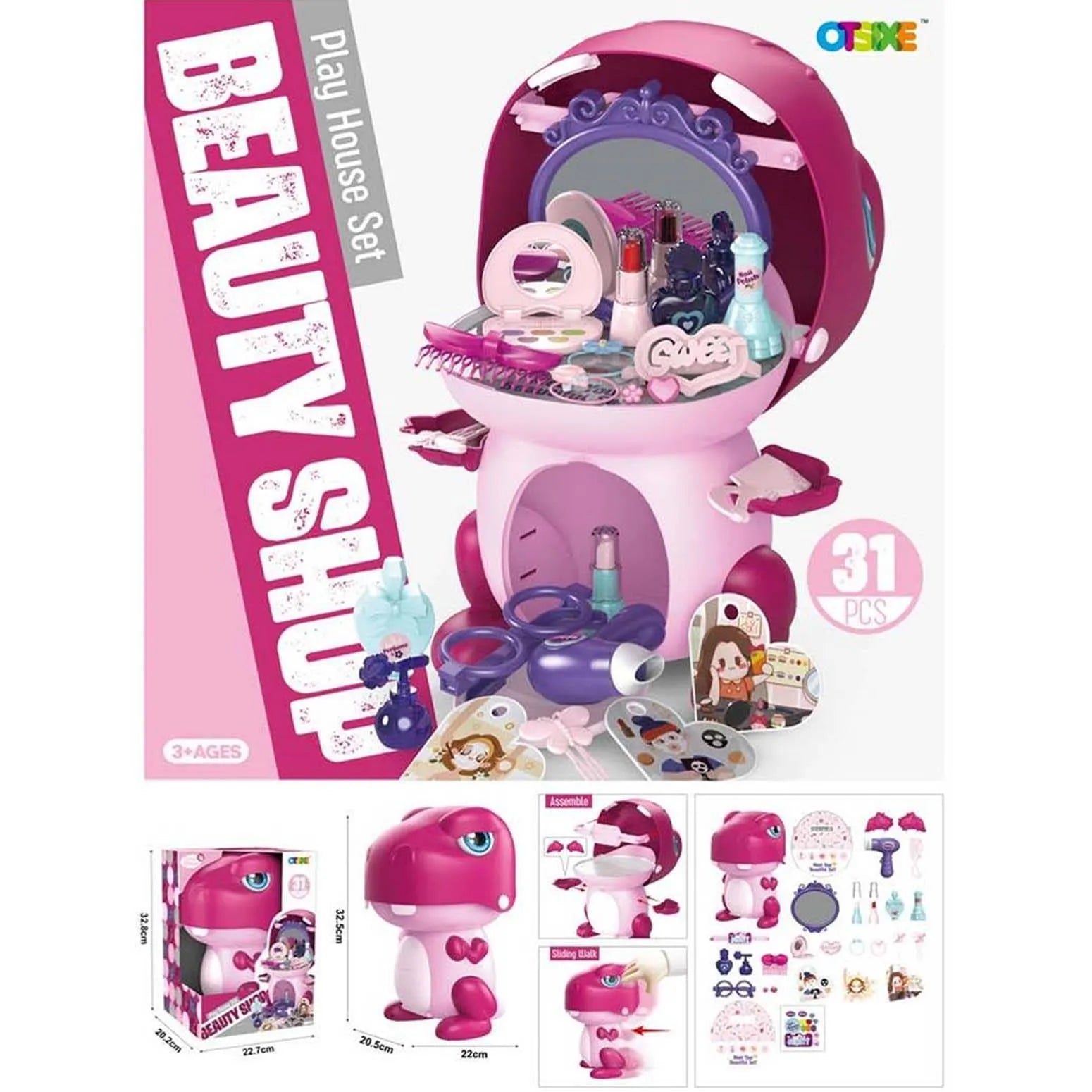 BEAUTY PLAY SET 31 PCS DINO SHAPE