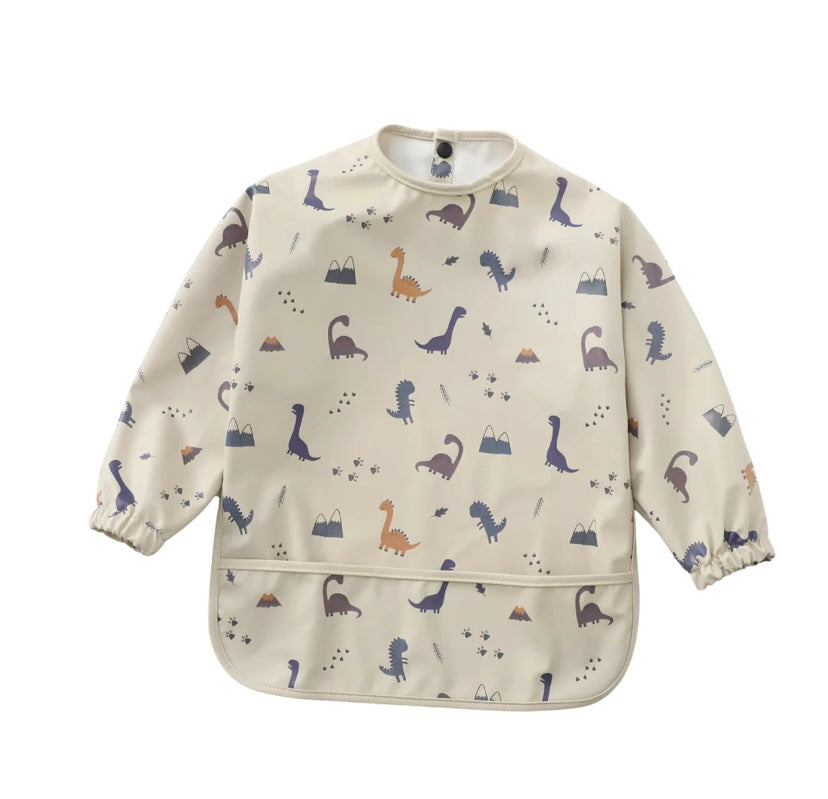 Beige Dino Smock Bib (1-3 years)