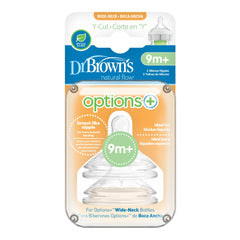 Dr.Brown's Y-Cut Wide-Neck Silicone Options+ Nipple, 2-Pack + 9 months )