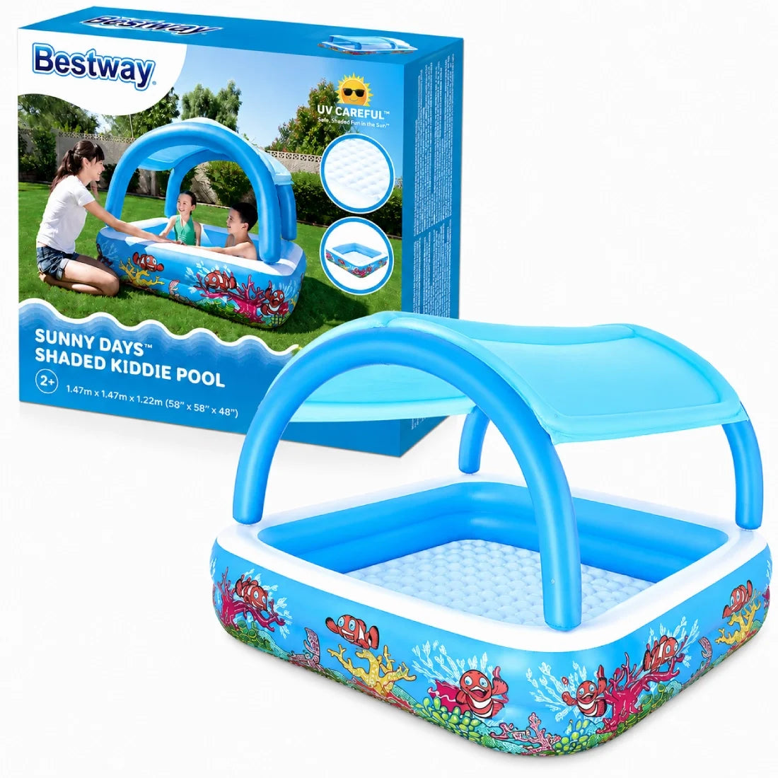 Bestway 1.40M Canopy Play Rectangular Kids Pool