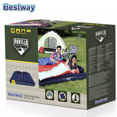 Bestway 2.03m 1.52m 22cm Air Mattress Queen Manual Hand Pump Air Mattress Two Pillows Repair Patch With Air Hammer Inflation Pump