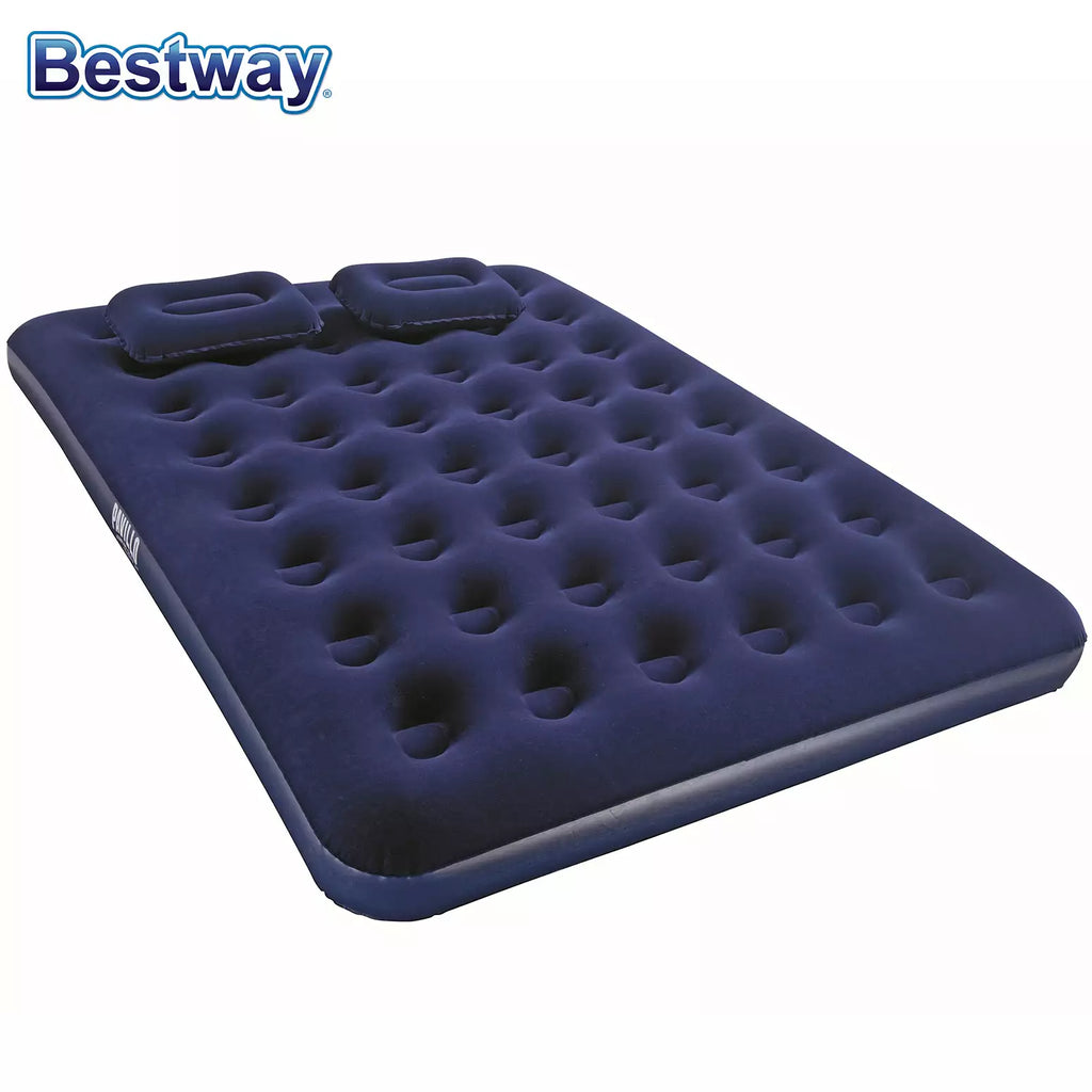 Bestway 2.03m 1.52m 22cm Air Mattress Queen Manual Hand Pump Air Mattress Two Pillows Repair Patch With Air Hammer Inflation Pump