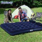 Bestway 2.03m 1.52m 22cm Air Mattress Queen Manual Hand Pump Air Mattress Two Pillows Repair Patch With Air Hammer Inflation Pump