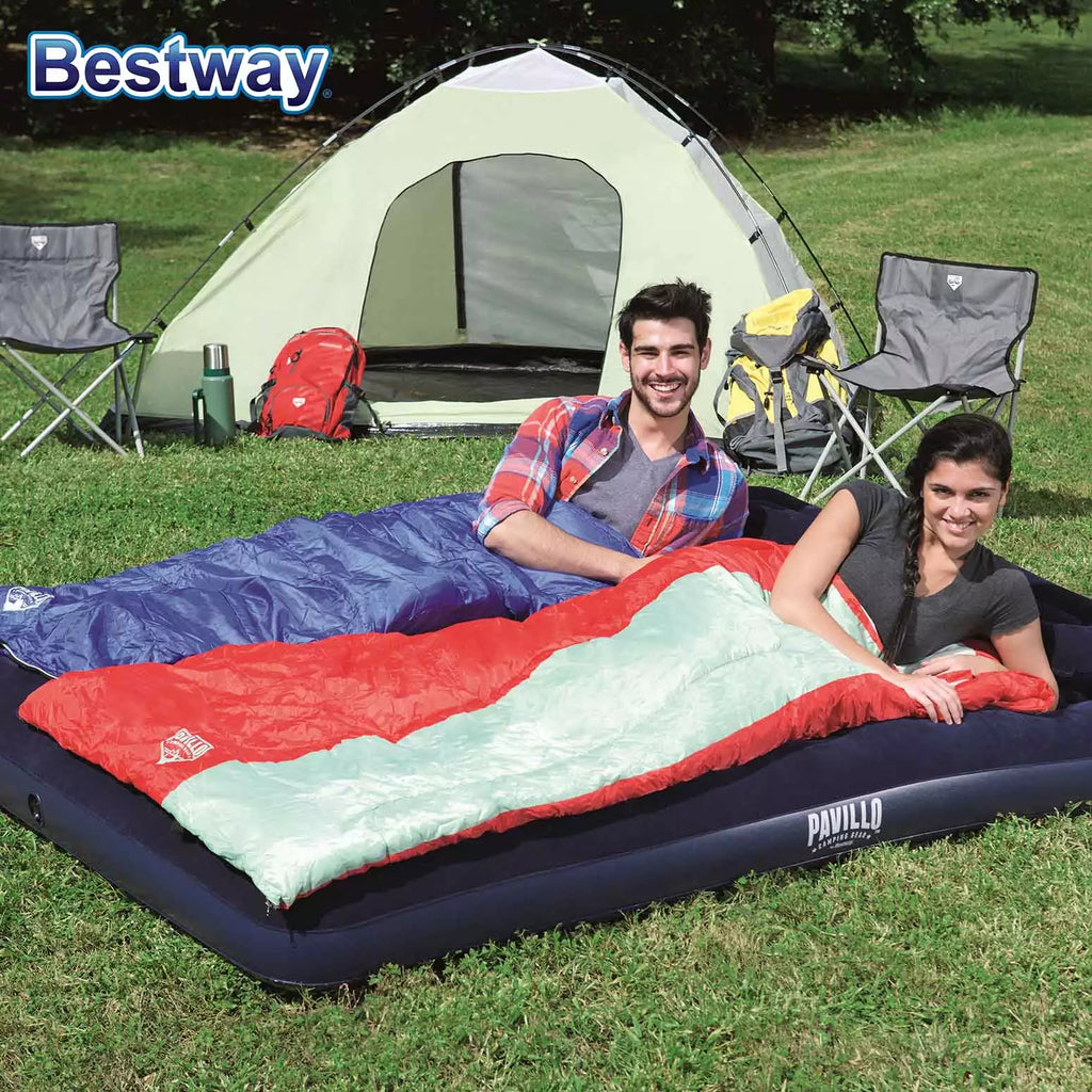Bestway 2.03m 1.52m 22cm Air Mattress Queen Manual Hand Pump Air Mattress Two Pillows Repair Patch With Air Hammer Inflation Pump