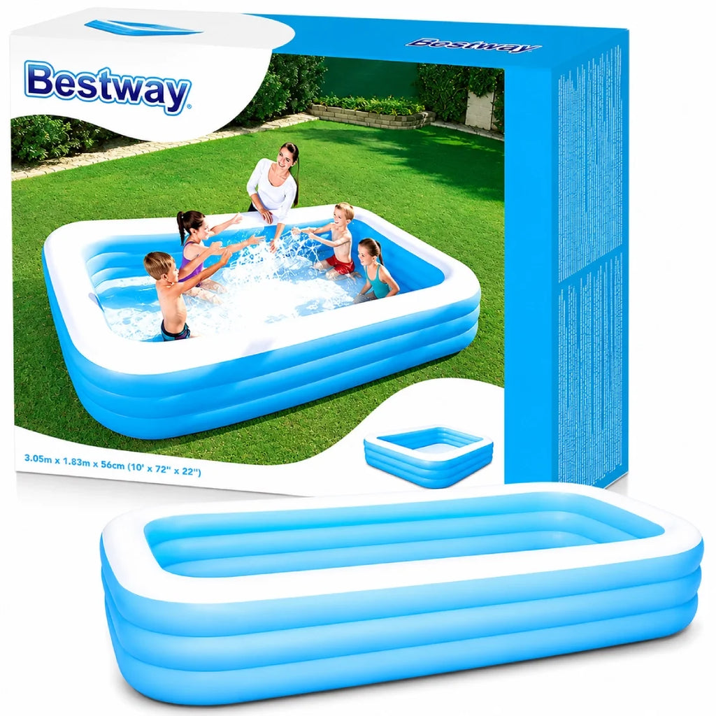 Bestway 3.05M Blue Rectangular Family Inflatable Pool