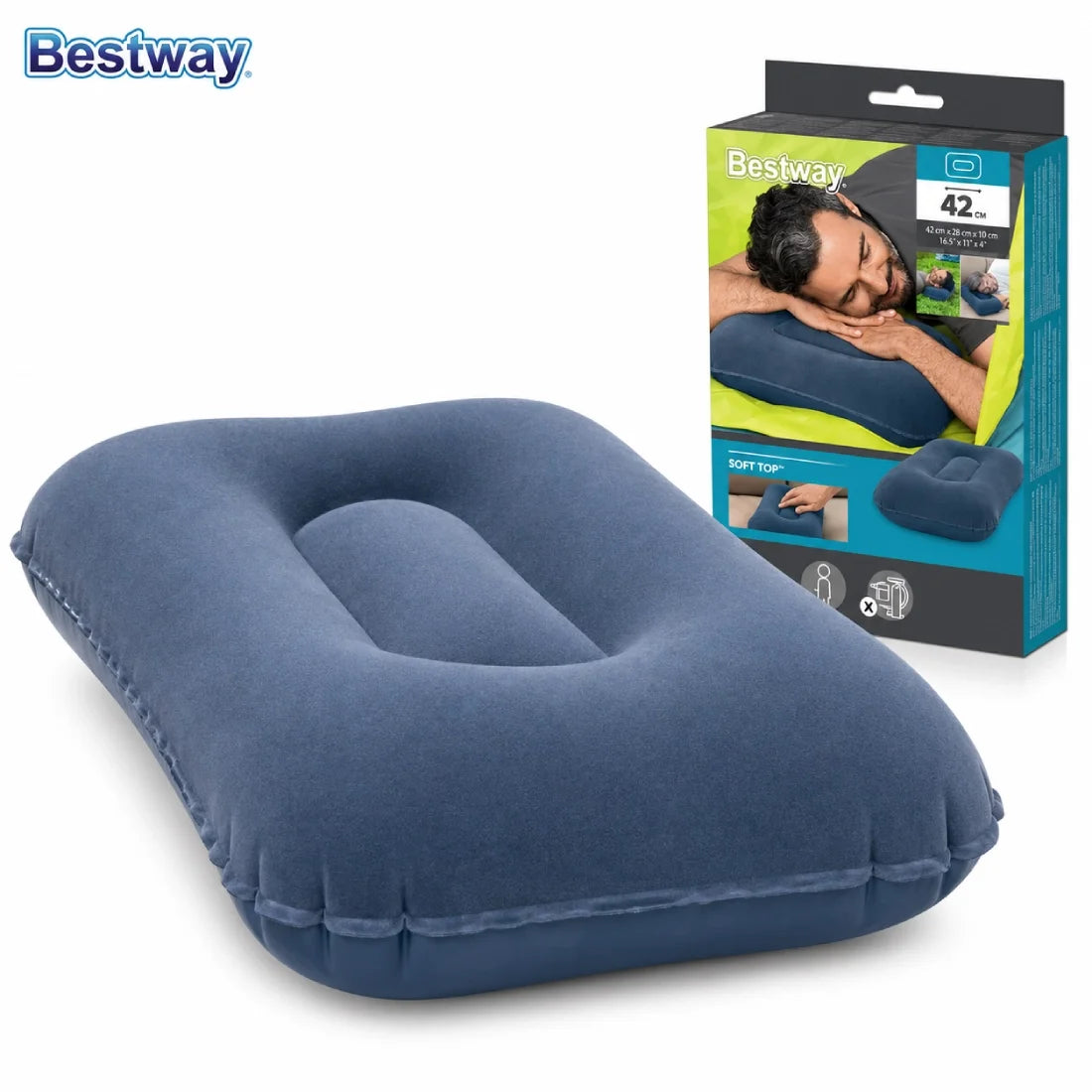 Bestway Flocked Air Camp Pillow 422610cm Inflatable Travel Pillow