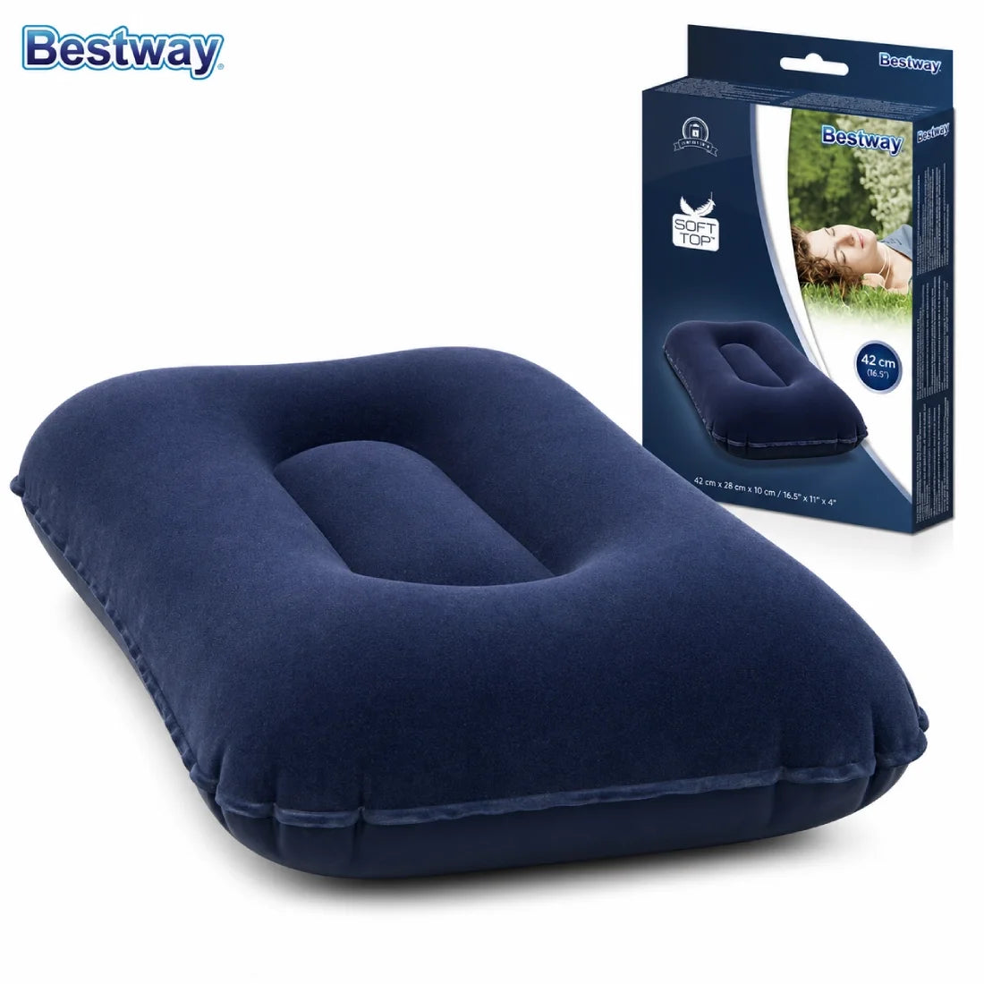 Bestway Flocked Air Camp Pillow 422610cm Inflatable Travel Pillow