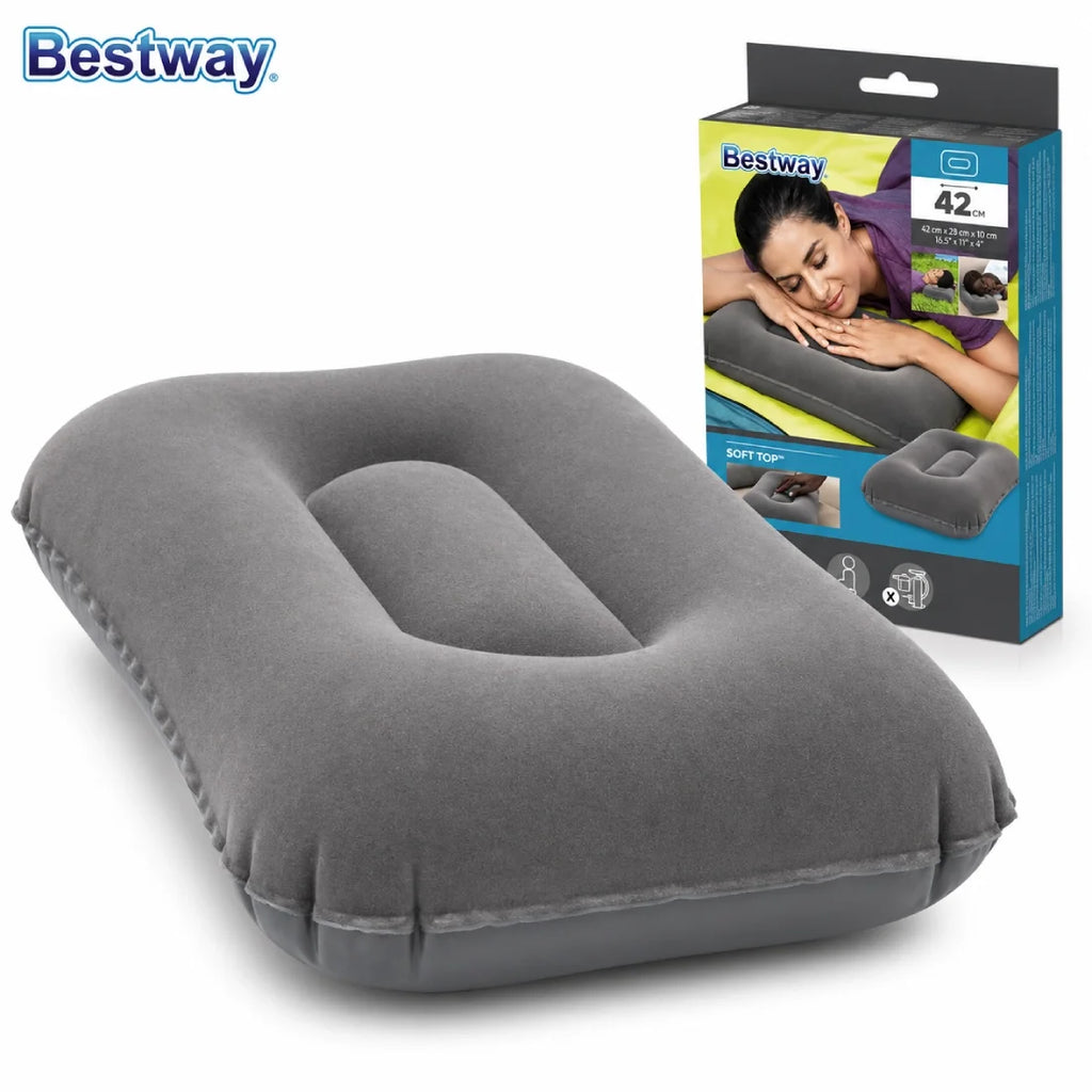 Bestway Flocked Air Camp Pillow 422610cm Inflatable Travel Pillow