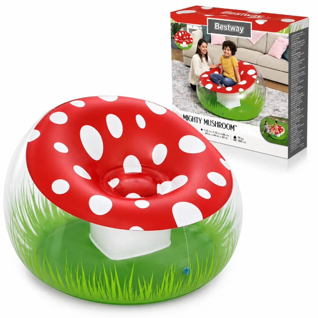 Bestway Mighty Mushroom Air Chair 11211266cm Inflatable Seat Indoor Outdoor