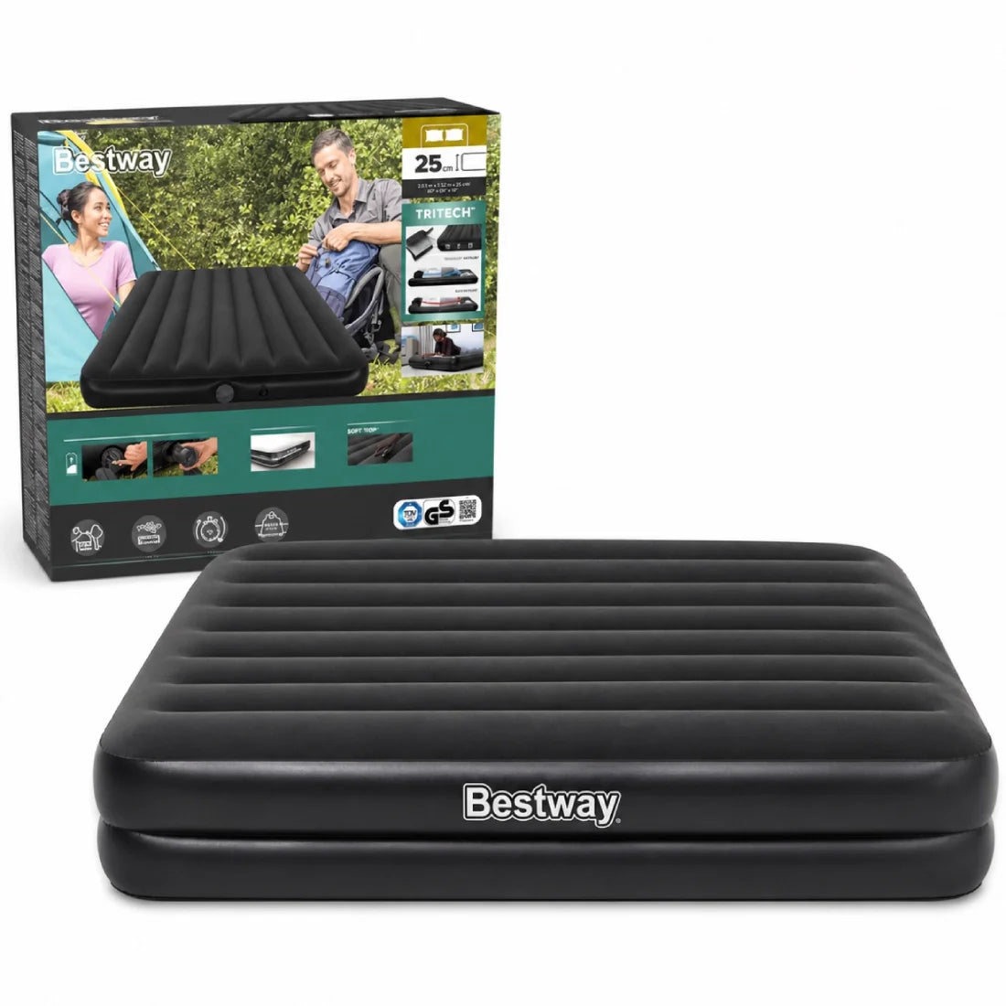 Bestway Queen Air Mattress 20315225cm Rechargeable Pump Tritech Bed