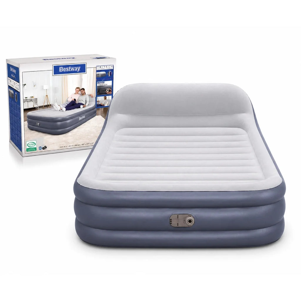Bestway Queen Air Mattress With Headboard 22615284cm Built In Ac Pump