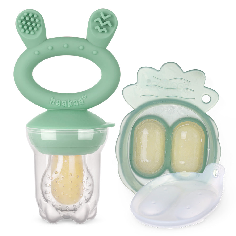 Haakaa Feed n Freeze - Pea Green Feeder + Mini Nibble Tray