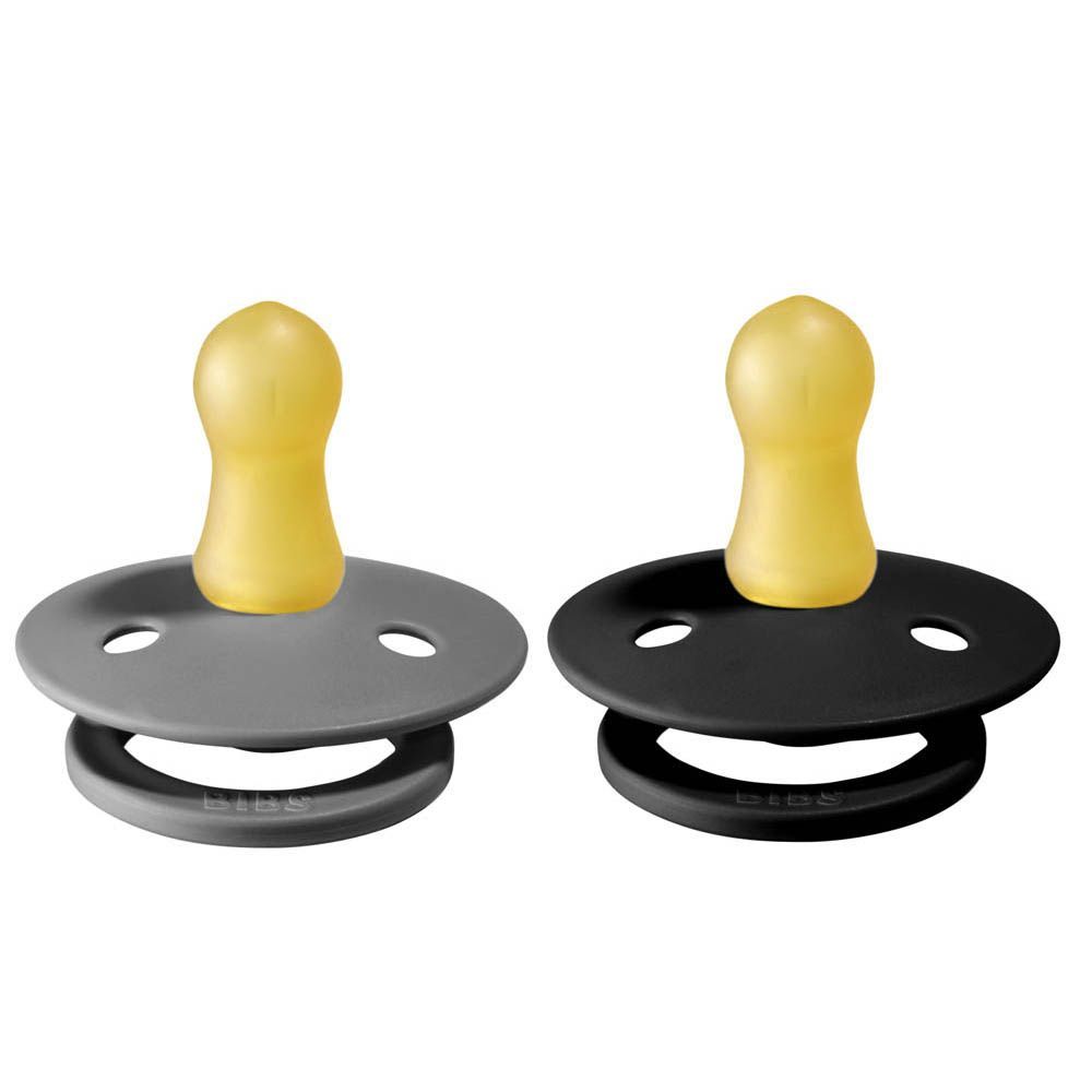 Bibs Pacifier Size 1 - Baby 0-6M (2pcs) - Smoke/Black