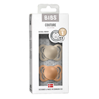 Bibs Pacifier Couture (Latex) Size 1 - Baby 0-6 Months 2pc - Vanilla / Peach