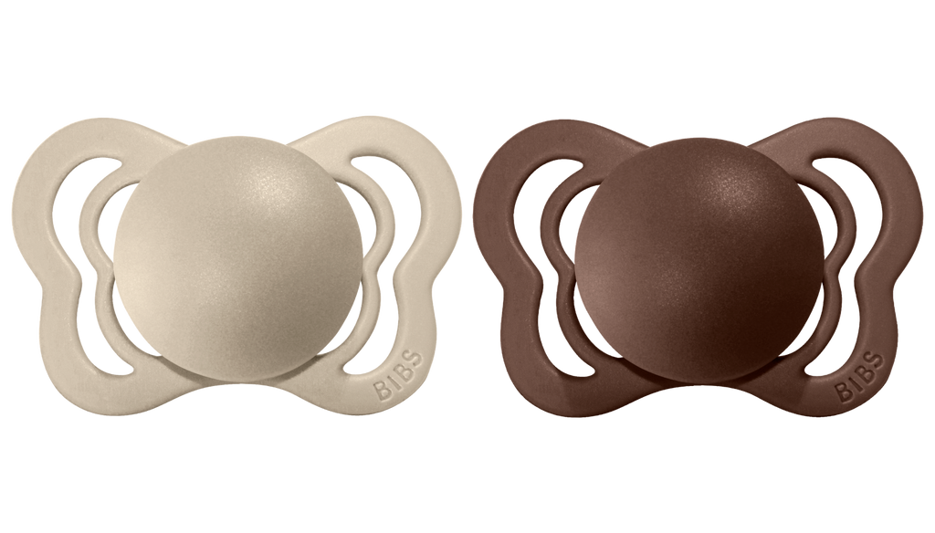 Bibs Pacifier Couture (Latex) Sz 2 - Toddler (+6M) 2pc - Vanilla/Mocha