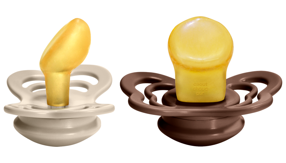 Bibs Pacifier Couture (Latex) Sz 2 - Toddler (+6M) 2pc - Vanilla/Mocha