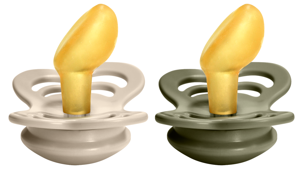 Bibs Pacifier Couture (Latex) Sz 2 - Toddler (+6M) 2pc - Vanilla / Olive