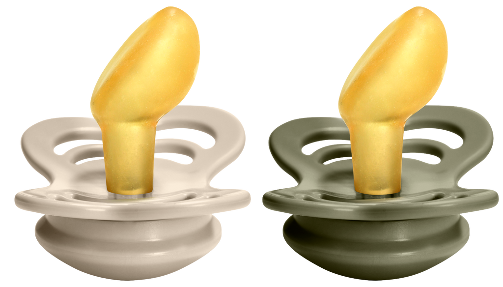 Bibs Pacifier Couture (Latex) Sz 2 - Toddler (+6M) 2pc - Vanilla / Olive