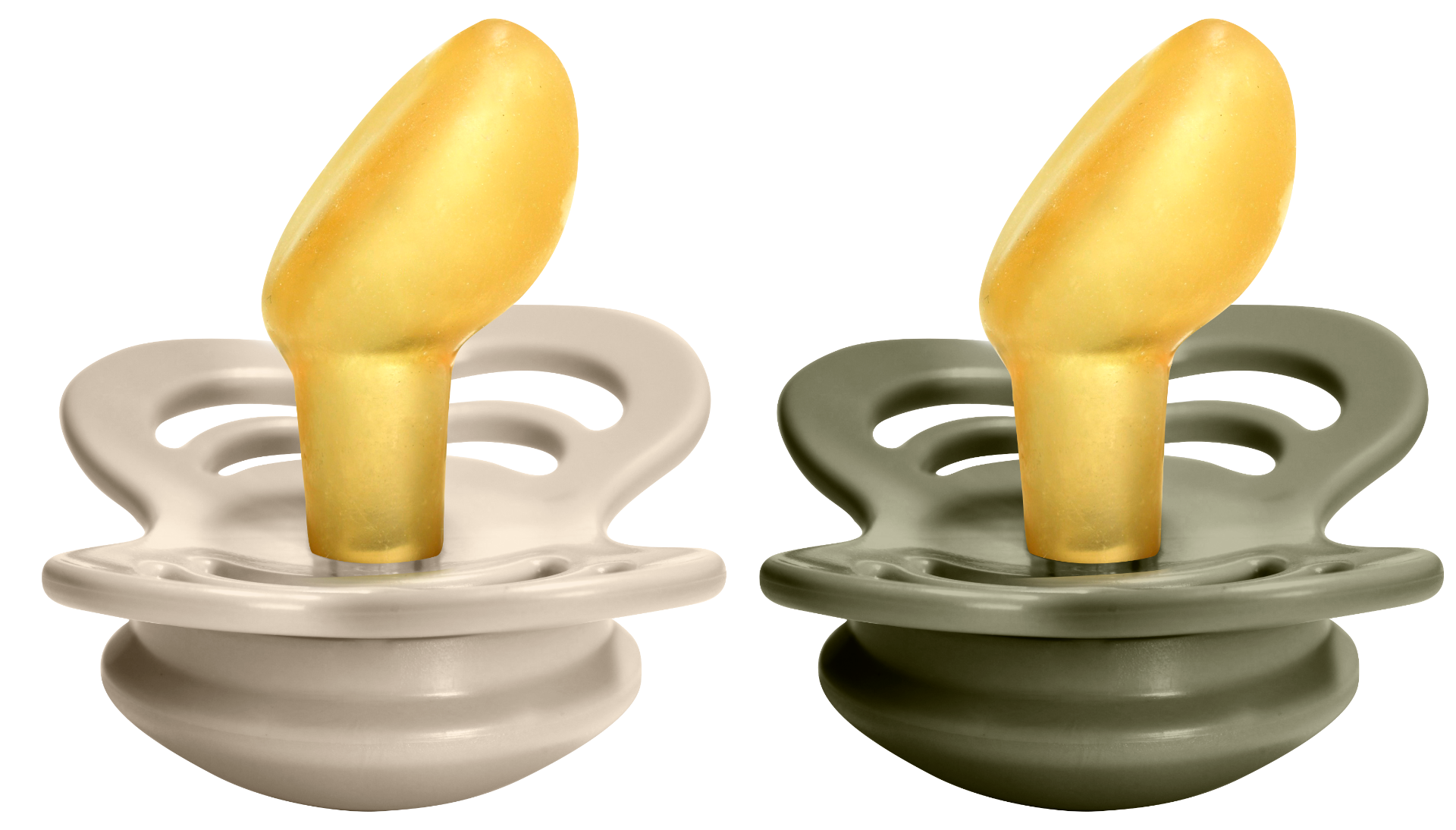 Bibs Pacifier Couture (Latex) Sz 2 - Toddler (+6M) 2pc - Vanilla / Olive