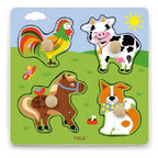Viga Big Wooden Knob Puzzle - Farm Animals