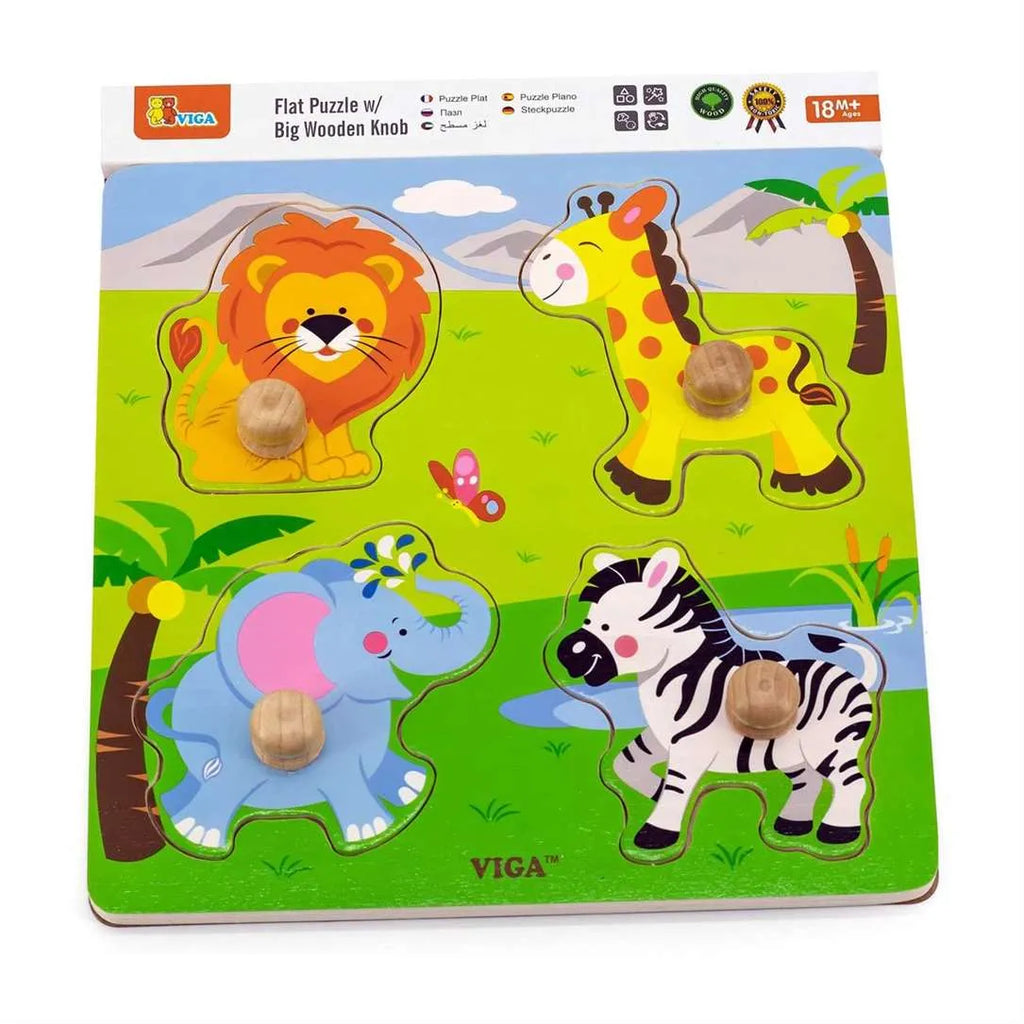 Big Wooden Knob Puzzle - Wild Animals