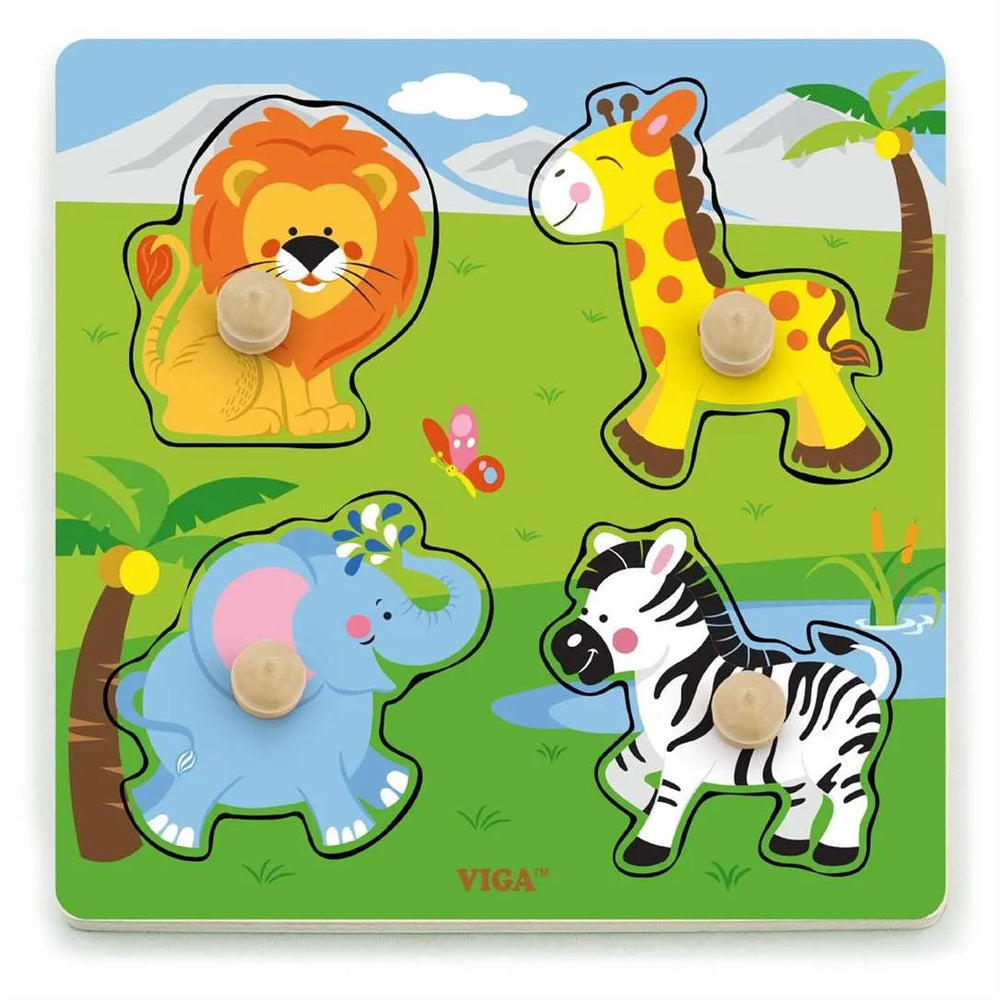 Big Wooden Knob Puzzle - Wild Animals