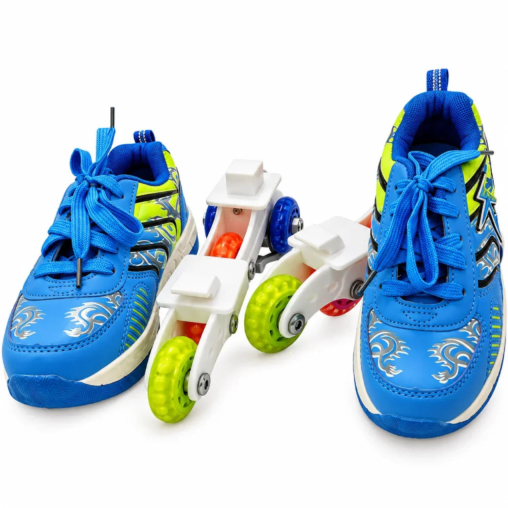 Blue Four Wheel Roller Shoes