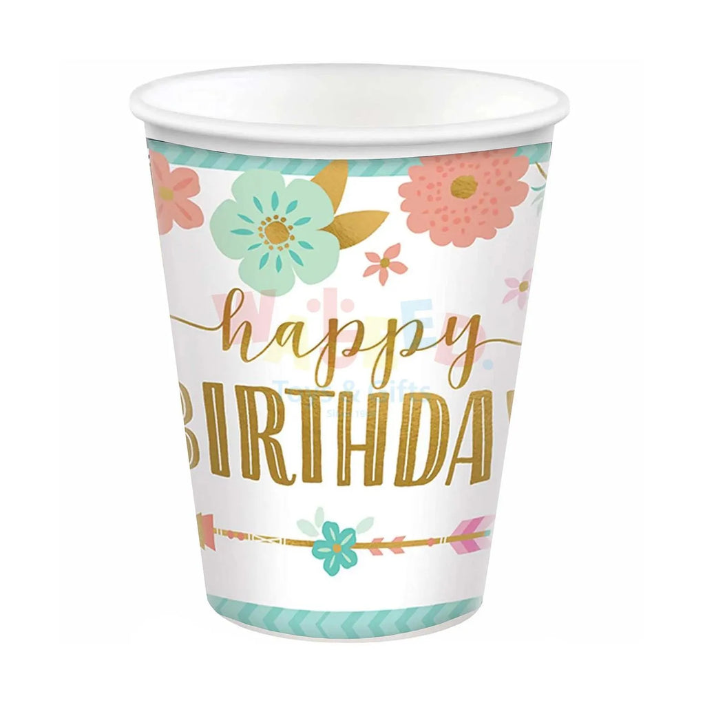 BOHO BIRTHDAY GIRL PAPER CUPS9OZ 8P